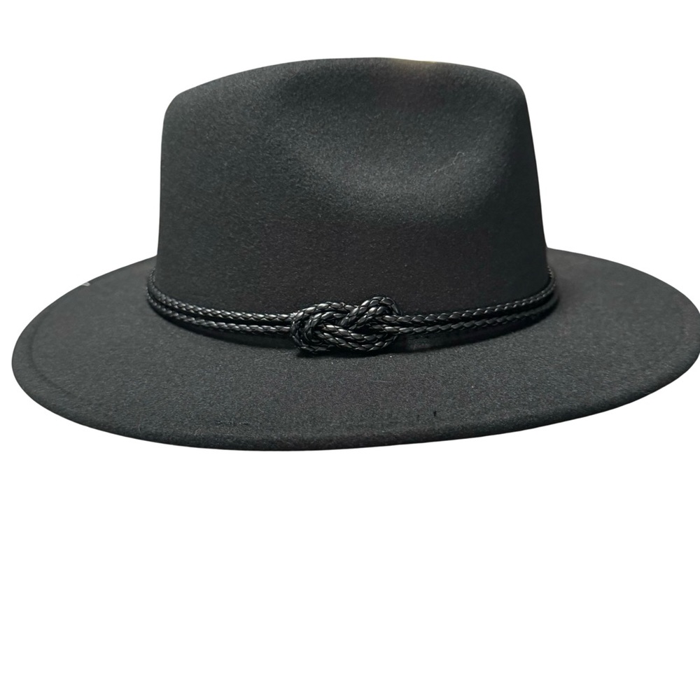 (NWT) Forever 21 Fedora Hat Black / Black Rope Band Women S/M 55 cm